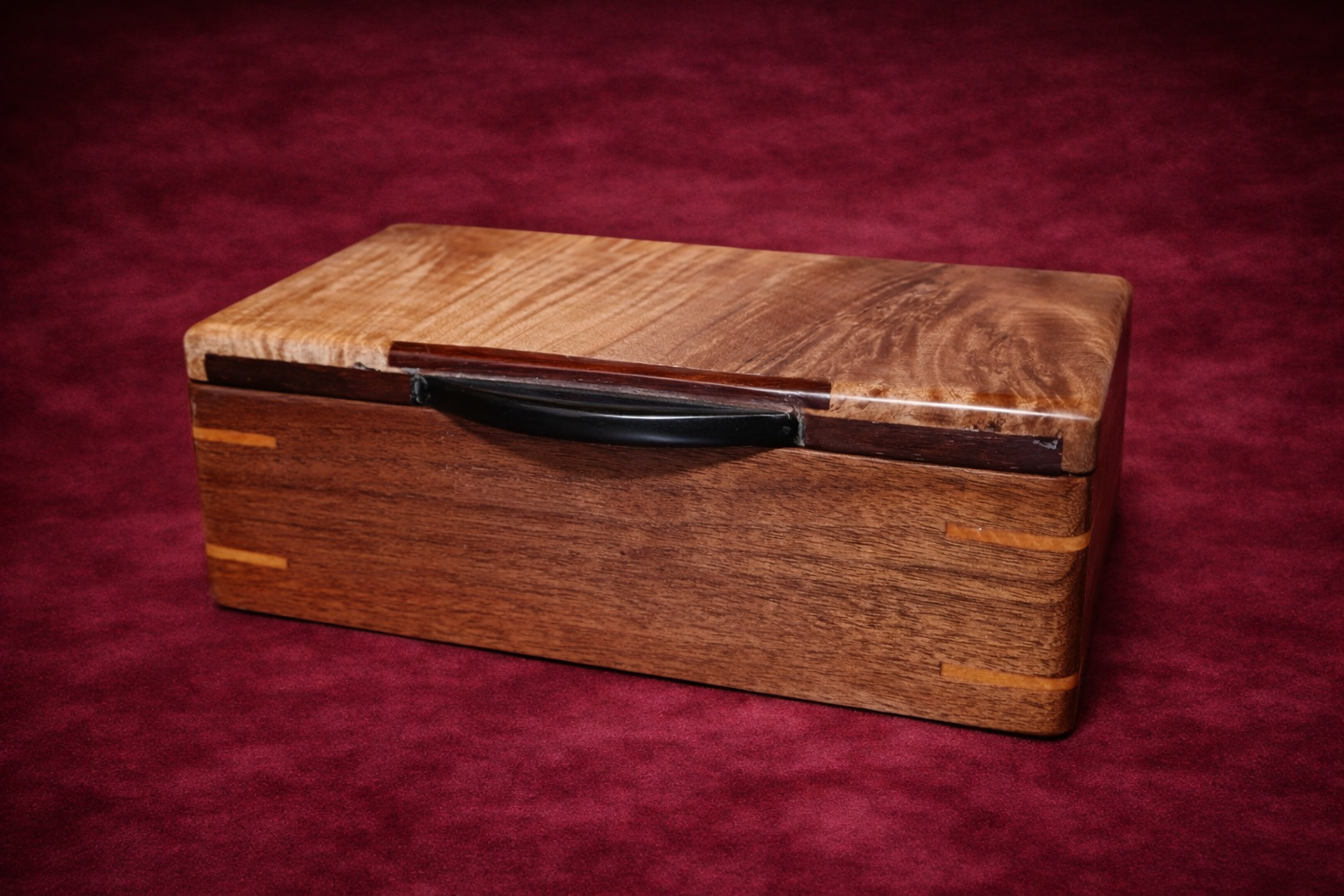 Handcrafted Walnut & Maple Burl Keepsake Box
